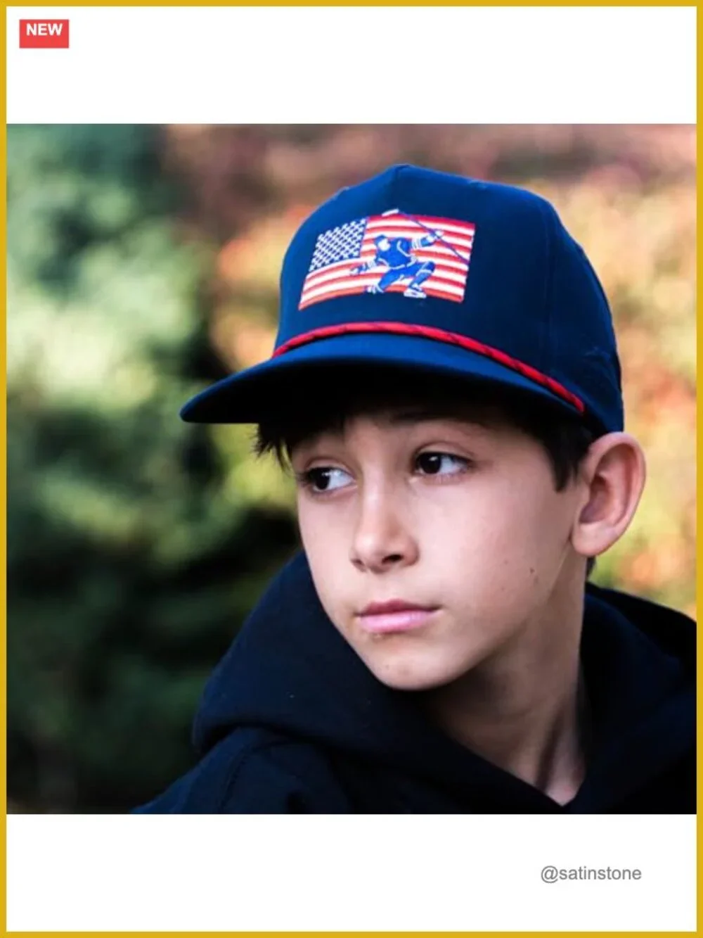 Six-Panel Structured Rope Hockey Hat with Embroidered Design - Adjustable Snap